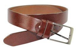 Pasek Skórzany Męski PAS-MAX (PL) Gładki 35 mm Skóra Licowa Brązowy K506 Klamra Tradycyjna