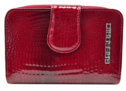 Portfel Damski Skóra Naturalna GREGORIO Średni Z Suwakiem Piórnik Lakierowany GF-115 CZERWONY RFID 12,5 x 8,5 x 3 [cm]