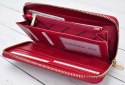 Portfel Damski Skóra Naturalna PATRIZIA Duży Z Metalowym Suwakiem Piórnik IT-119 CZERWONY RFID 19,5 x 10 x 2.5 [cm]