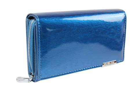 Portfel Damski Skórzany JENNIFER JONES Skóra Licowa Duży Z Suwakiem Czerwony Lakierowany Wzór 2 JJ5261-12 15,5 x 10 x 4 [cm]