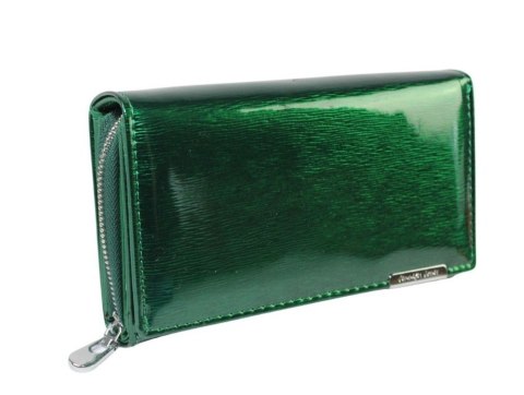 Portfel Damski Skórzany JENNIFER JONES Skóra Licowa Duży Z Suwakiem Czerwony Lakierowany Wzór 2 JJ5261-12 15,5 x 10 x 4 [cm]