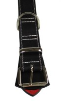 Solidna Obroża Dla Psa Czarna z Białą Nitką Skóra Naturalna 30 mm 41/51 cm WIREX (PL)