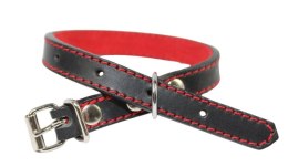 Solidna Obroża Dla Psa Czarna z Czerwoną Nitką Skóra Naturalna 12 mm 20-28 [cm] WIREX (PL)