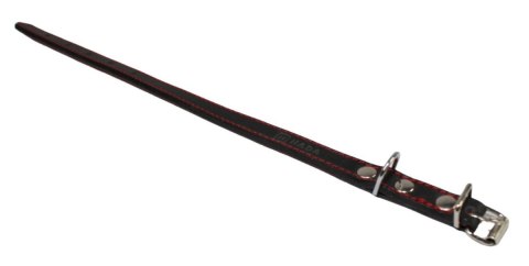 Solidna Obroża Dla Psa Czarna z Czerwoną Nitką Skóra Naturalna 12 mm 20-28 [cm] WIREX (PL)