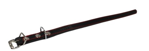 Solidna Obroża Dla Psa Czarna z Czerwoną Nitką Skóra Naturalna 12 mm 20-28 [cm] WIREX (PL)