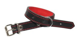Solidna Obroża Dla Psa Czarna z Czerwoną Nitką Skóra Naturalna 16 mm 20-28 [cm] WIREX (PL)