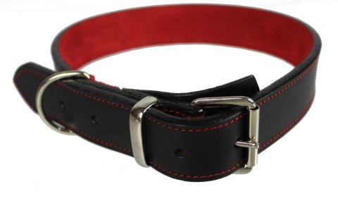 Solidna Obroża Dla Psa Czarna z Czerwoną Nitką Skóra Naturalna 20 mm 21/29 cm WIREX (PL) Solidna Obroża Dla Psa Czarna z Czerwoną Nitką Skóra Naturalna 20 mm 21/29 cm WIREX (PL)