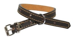 Solidna Obroża Dla Psa Czekoladowa z Beżową Nitką Skóra Naturalna 12 mm 20-28 [cm] WIREX (PL)