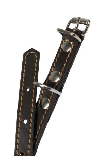 Solidna Obroża Dla Psa Czekoladowa z Beżową Nitką Skóra Naturalna 12 mm 20-28 [cm] WIREX (PL)