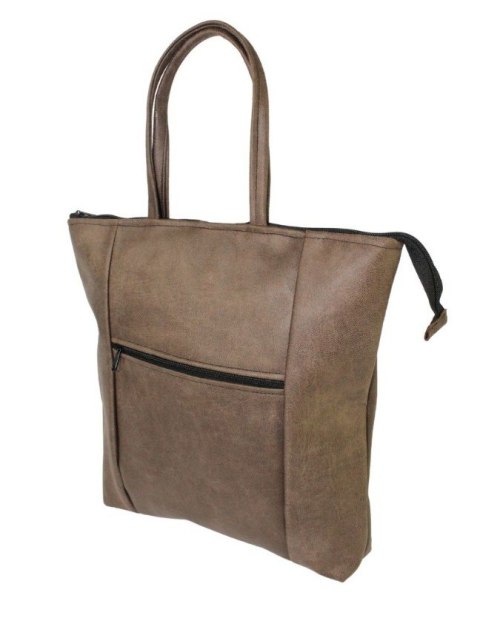 Torebka Na Zakupy Antoszczyk (PL) MARTA Ze Skóry Naturalnej Model Duży 41 x 38 x 8 [cm] CIEMNY BRĄZ Tekstura