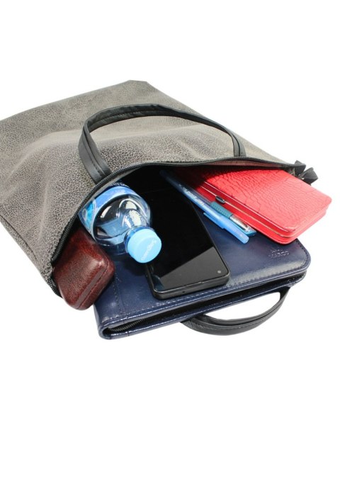 Torebka Na Zakupy Antoszczyk (PL) MARTA Ze Skóry Naturalnej Model Duży 41 x 38 x 8 [cm] CIEMNY BRĄZ Tekstura