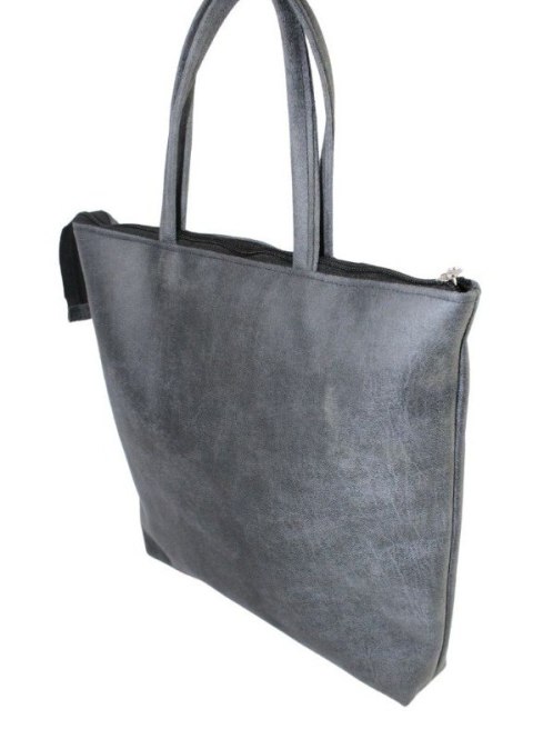 Torebka Na Zakupy Antoszczyk (PL) MARTA Ze Skóry Naturalnej Model Duży 41 x 38 x 8 [cm] GRANATOWY Tekstura