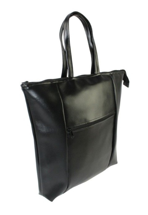 Torebka Na Zakupy Antoszczyk (PL) MARTA Ze Skóry Włoskiej Model Duży 41 x 38 x 8 [cm] CZARNY Połysk