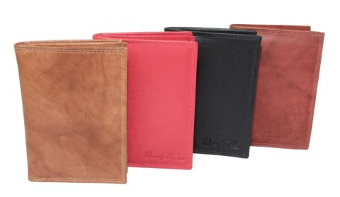 Etui Na Karty Dokumenty Money Maker Wizytownik Duży Pionowy Skóra Naturalna 12128B CZARNY 13 x 9,5 x 2 [cm]
