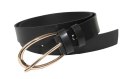 Pasek Damski Skórzany Arucce (PL) Skóra Licowa EXTRA 30 mm CZARNY Złota Klamra VII