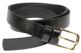 Pasek Damski Skórzany Arucce (PL) Skóra Licowa EXTRA Gładki 25 mm CZARNY SKÓRA WĘŻA Złota Klamra