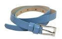 Pasek Damski Skórzany Gładki GRETOS (PL) 15 mm BŁĘKITNY LAKIEROWANY