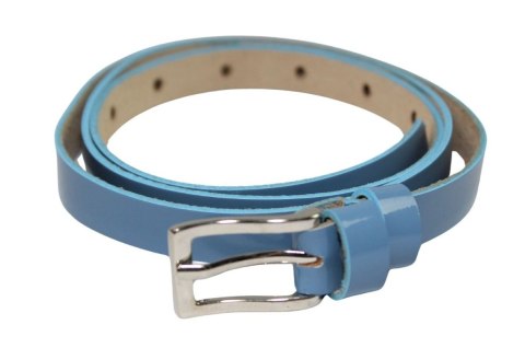 Pasek Damski Skórzany Gładki GRETOS (PL) 15 mm BŁĘKITNY LAKIEROWANY