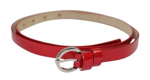 Pasek Damski Skórzany Gładki GRETOS (PL) 15 mm CZERWONY LAKIEROWANY