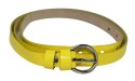 Pasek Damski Skórzany Gładki GRETOS (PL) 15 mm ŻÓŁTY LAKIEROWANY