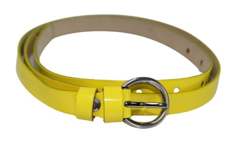 Pasek Damski Skórzany Gładki GRETOS (PL) 15 mm ŻÓŁTY LAKIEROWANY