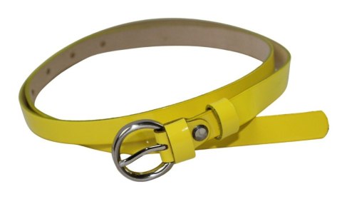 Pasek Damski Skórzany Gładki GRETOS (PL) 15 mm ŻÓŁTY LAKIEROWANY