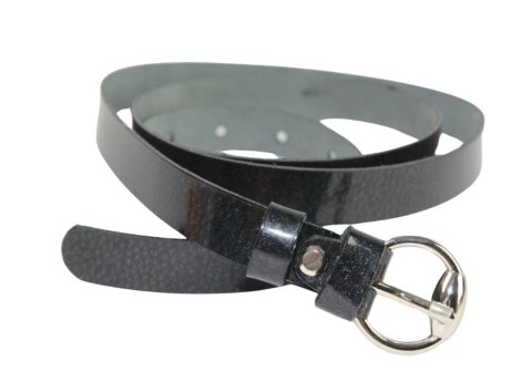 Pasek Damski Skórzany Gładki GRETOS (PL) 20 mm CZARNY LAKIEROWANY