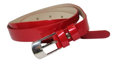 Pasek Damski Skórzany Gładki GRETOS (PL) 20 mm CZERWONY LAKIEROWANY