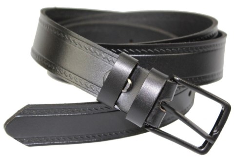 Pasek Skórzany Męski ARUCCE (PL) CZARNY "Imitacja Szycia Cienką Nitką" 30 mm Skóra Naturalna DW EXTRA Czarna Klamra Pasek Skórzany Męski ARUCCE (PL) CZARNY "Imitacja Szycia Cienką Nitką" 30 mm Skóra Naturalna DW EXTRA Czarna Klamra