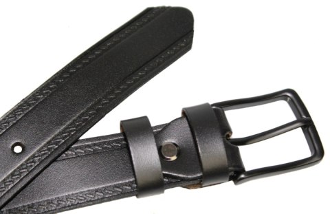 Pasek Skórzany Męski ARUCCE (PL) CZARNY "Imitacja Szycia Cienką Nitką" 30 mm Skóra Naturalna DW EXTRA Czarna Klamra Pasek Skórzany Męski ARUCCE (PL) CZARNY "Imitacja Szycia Cienką Nitką" 30 mm Skóra Naturalna DW EXTRA Czarna Klamra