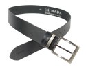 Pasek Skórzany Męski HADA (PL) Gładki Klamra Nowoczesna 40 mm Skóra Naturalna CZARNY LICÓWKA