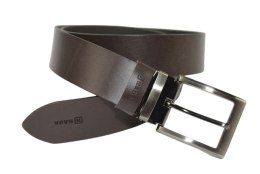 Pasek Skórzany Męski HADA (PL) Gładki Klamra Nowoczesna 40 mm Skóra Naturalna CZEKOLADOWY