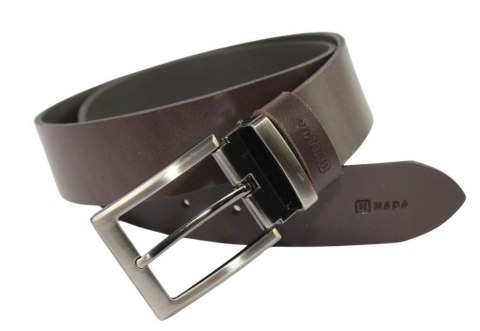 Pasek Skórzany Męski HADA (PL) Gładki Klamra Nowoczesna 40 mm Skóra Naturalna CZEKOLADOWY Pasek Skórzany Męski HADA (PL) Gładki Klamra Nowoczesna 40 mm Skóra Naturalna CZEKOLADOWY