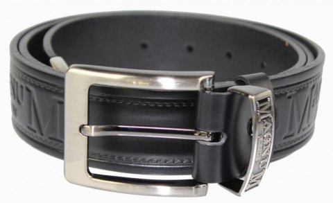 Pasek Skórzany PAS-MAX (PL) Tłoczony "MAGNUM" Z Metalową Końcówką Skóra Licowa EXTRA 40 mm CZARNY Imitacja Szycia Cienką Nitką Pasek Skórzany PAS-MAX (PL) Tłoczony "MAGNUM" Z Metalową Końcówką Skóra Licowa EXTRA 40 mm CZARNY Imitacja Szycia Cienką Nitką