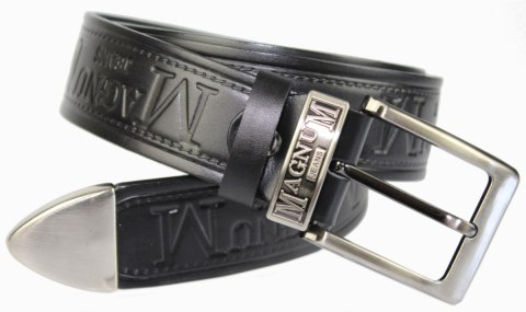 Pasek Skórzany PAS-MAX (PL) Tłoczony "MAGNUM" Z Metalową Końcówką Skóra Licowa EXTRA 40 mm CZARNY Imitacja Szycia Cienką Nitką Pasek Skórzany PAS-MAX (PL) Tłoczony "MAGNUM" Z Metalową Końcówką Skóra Licowa EXTRA 40 mm CZARNY Imitacja Szycia Cienką Nitką