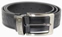 Pasek Skórzany PAS-MAX (PL) Tłoczony "MAGNUM" Z Metalową Końcówką Skóra Licowa EXTRA 40 mm CZARNY Imitacja Szycia Cienką Nitką