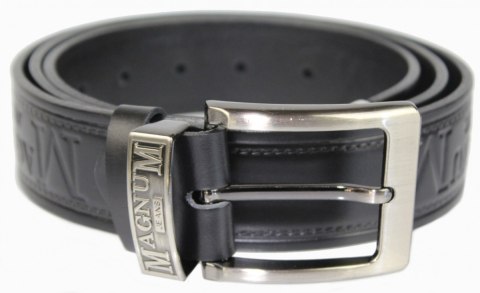 Pasek Skórzany PAS-MAX (PL) Tłoczony "MAGNUM" Z Metalową Końcówką Skóra Licowa EXTRA 40 mm CZARNY Imitacja Szycia Cienką Nitką Pasek Skórzany PAS-MAX (PL) Tłoczony "MAGNUM" Z Metalową Końcówką Skóra Licowa EXTRA 40 mm CZARNY Imitacja Szycia Cienką Nitką