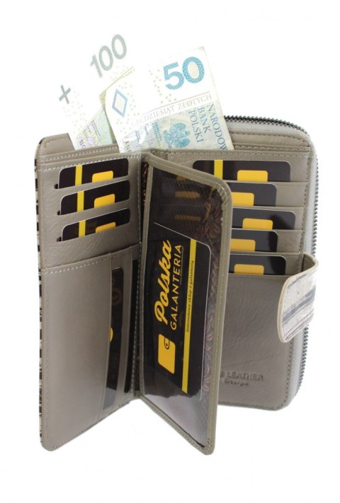 Portfel Damski Skóra Naturalna GREGORIO Z Suwakiem Piórnik RFID HL116 BEŻOWY 16 x 9,5 x 3 [cm]