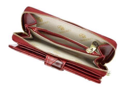 Portfel Damski Skóra Naturalna GREGORIO Z Suwakiem Piórnik RFID HL116 BEŻOWY 16 x 9,5 x 3 [cm]