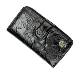 Portfel Damski Skóra Naturalna GREGORIO Z Suwakiem Piórnik RFID HL116 CZARNY 16 x 9,5 x 3 [cm]