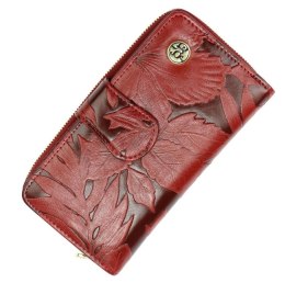 Portfel Damski Skóra Naturalna GREGORIO Z Suwakiem Piórnik RFID HL116 CZERWONY 16 x 9,5 x 3 [cm]