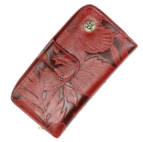 Portfel Damski Skóra Naturalna GREGORIO Z Suwakiem Piórnik RFID HL116 CZERWONY 16 x 9,5 x 3 [cm]