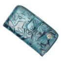 Portfel Damski Skóra Naturalna GREGORIO Z Suwakiem Piórnik RFID HL116 MORSKI 16 x 9,5 x 3 [cm]