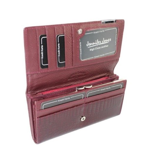 Portfel Damski Skórzany Lakierowany Jennifer Jones Długi Max Z Klamrą 5289-2 18,5 x 9,5 x 3 [cm]