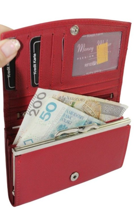 Portfel Damski Skórzany MONEY MAKER Skóra Licowa Duży Z Klamrą RIFD 12131B 16 x 9,5x 3 Portfel Damski Skórzany MONEY MAKER Skóra Licowa Duży Z Klamrą RIFD 12131B 16 x 9,5x 3