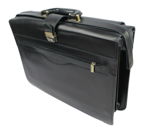 Skórzana Aktówka MARCO (PL) Torba Na Dokumenty Do Pracy CZARNA 43 x 32 x 10 [cm]