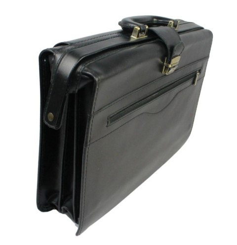 Skórzana Aktówka MARCO (PL) Torba Na Dokumenty Do Pracy CZARNA 43 x 32 x 10 [cm]