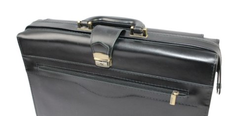 Skórzana Aktówka MARCO (PL) Torba Na Dokumenty Do Pracy CZARNA 43 x 32 x 10 [cm]