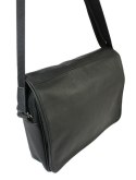 Skórzana Torba Na Ramię Pozioma GRETOS (PL) Listonoszka Z Klapką CZARNA 37 x 30 x 9 [cm]