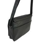 Skórzana Torba Na Ramię Pozioma GRETOS (PL) Listonoszka Z Klapką CZARNA 37 x 30 x 9 [cm]